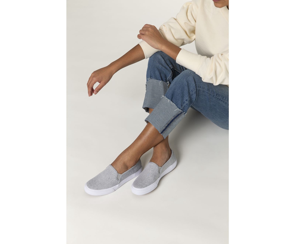 Womens Keds Slip Ons - Double Decker Heathered Woven - Grey - 0952-THMZQ